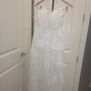 Lulu's White Halter Midi Dress